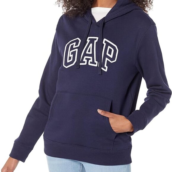 GAP Tops - GAP NEW Women's Navy Blue Logo Long Sleeve Hoodie Pullover Sweatshirt - XL